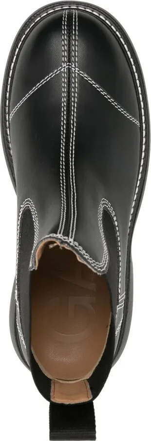 Contrast-Stitching Leather Boots - Image 4
