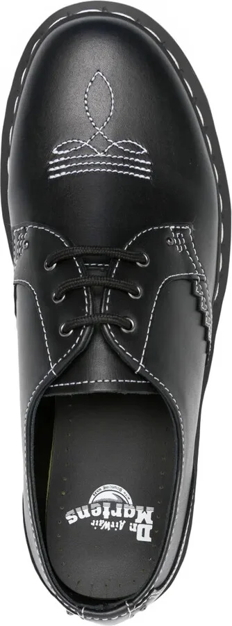 Contrast-Stitching Leather Derby Shoes - Image 4