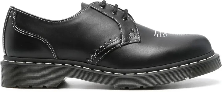 Contrast-Stitching Leather Derby Shoes