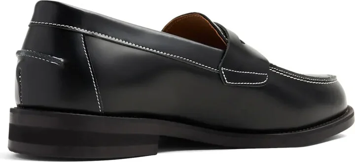 Contrast-Stitching Leather Loafers - Image 3