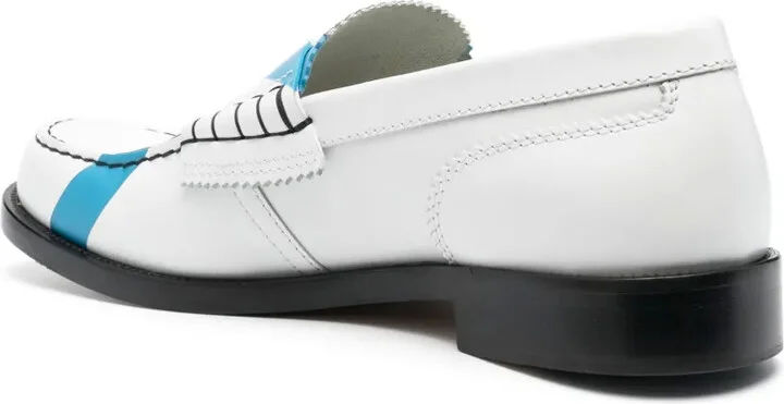 Contrast-Stitching Leather Loafers - Image 3