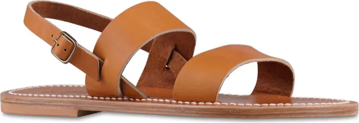 Contrast-Stitching Leather Sandals - Image 2
