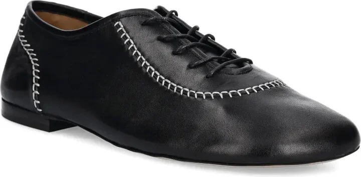 Contrast-Stitching Leather Shoes - Image 2