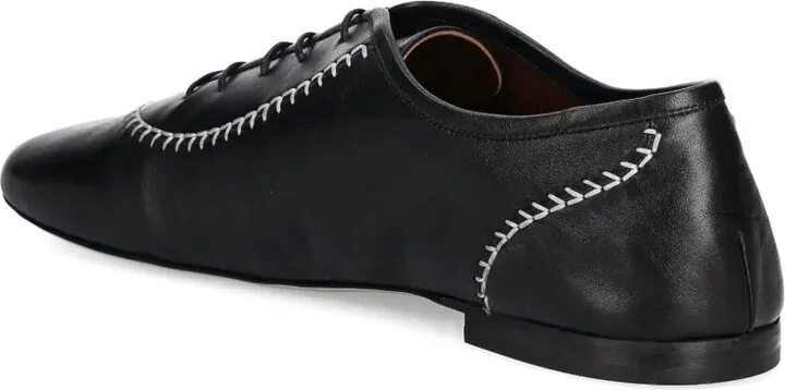 Contrast-Stitching Leather Shoes - Image 4