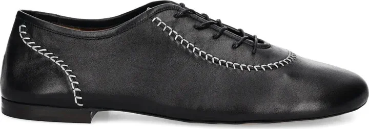 Contrast-Stitching Leather Shoes