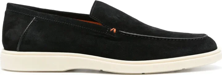Contrast-Stitching Suede Loafers