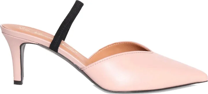 Contrast-Strap Leather Mules