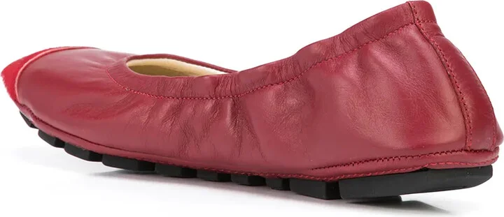 Contrast-Toe Wrinkled Ballet Flats - Image 3