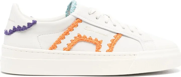 Contrast-Trim Leather Sneakers