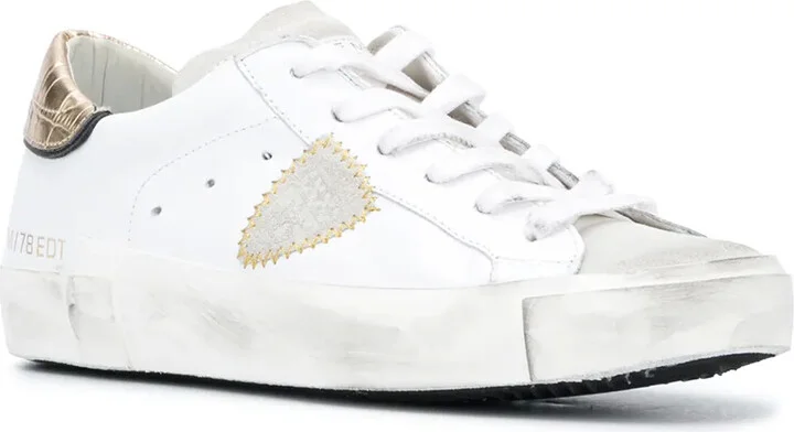 Contrasting Croc-Effect Sneakers - Image 2