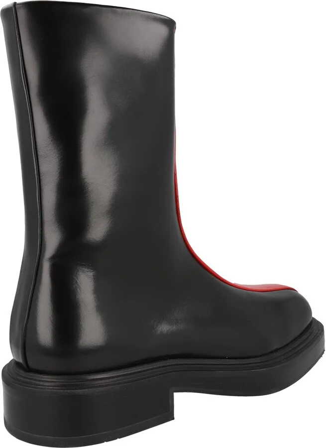 Contrasting Insert Leather Ankle Boot - Image 2