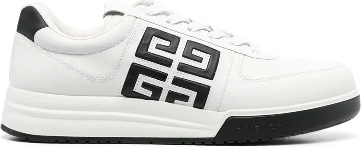 Contrasting-Logo Leather Sneakers