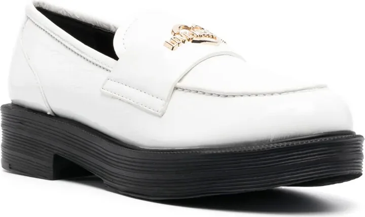 Contrasting-Sole Logo Plaque Loafers - Image 2