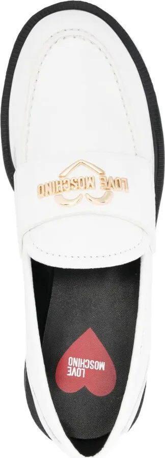 Contrasting-Sole Logo Plaque Loafers - Image 4