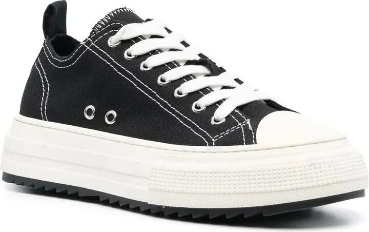 Contrasting-Stitch Detail Low-Top Sneakers - Image 2