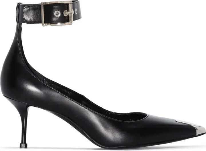 Contrasting-Toe Cap Leather Pumps