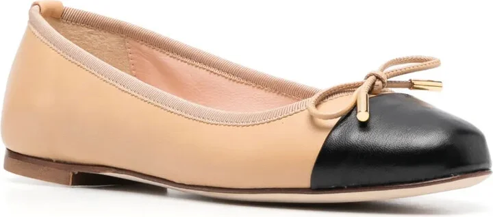 Contrasting-Toecap Leather Ballerina Shoes - Image 2