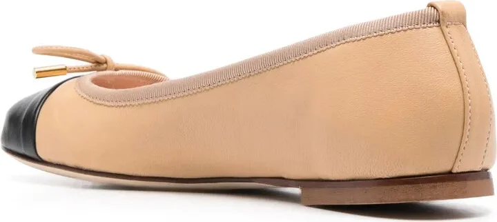 Contrasting-Toecap Leather Ballerina Shoes - Image 3