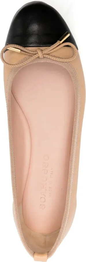 Contrasting-Toecap Leather Ballerina Shoes - Image 4