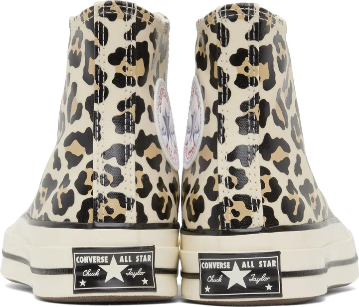 Converse Beige Chuck 70 Glow-In-The-Dark Leopard Print High Top Sneakers - Image 2