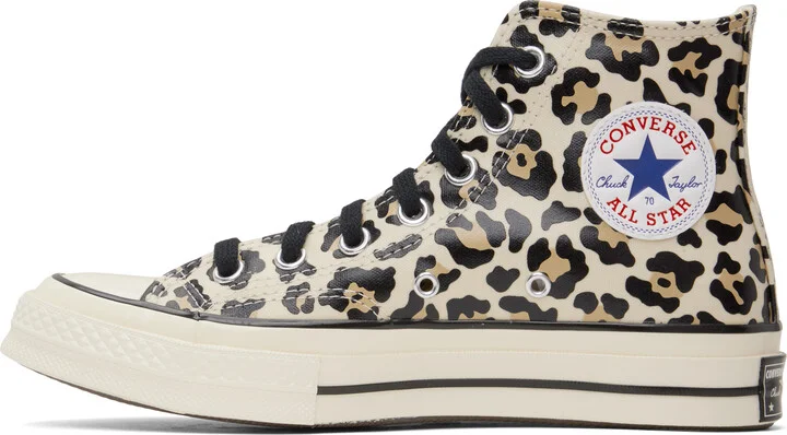 Converse Beige Chuck 70 Glow-In-The-Dark Leopard Print High Top Sneakers - Image 3