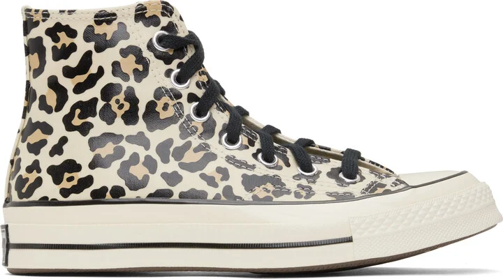 Converse Beige Chuck 70 Glow-In-The-Dark Leopard Print High Top Sneakers