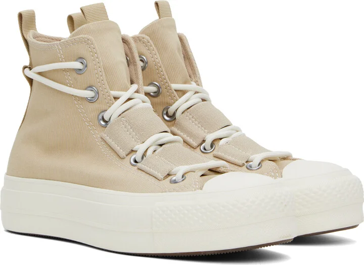 Converse Beige Chuck Taylor All Star Lift Platform High Top Sneakers - Image 4