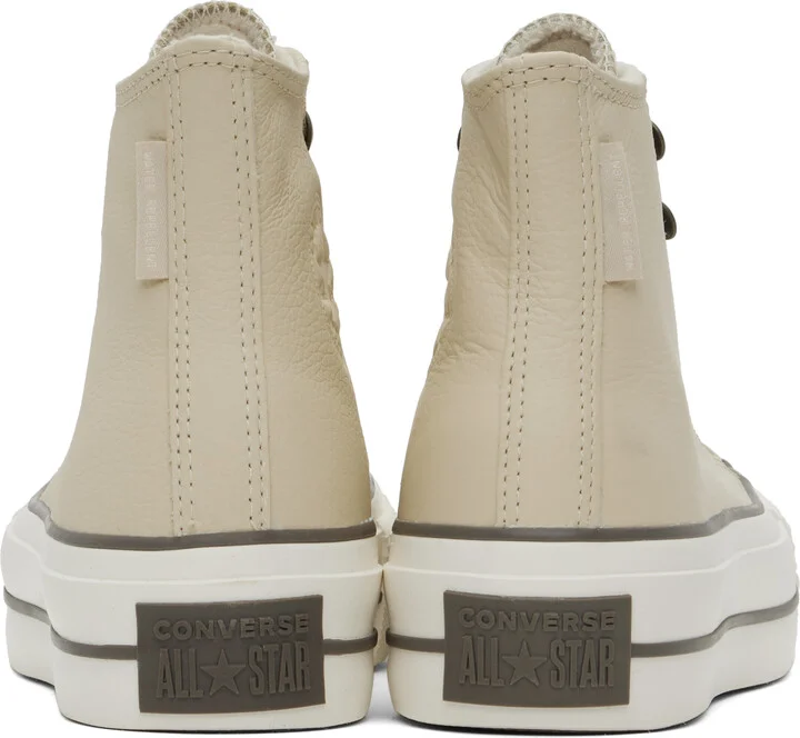 Converse Beige Chuck Taylor All Star Lift Platform Weatherized Leather Sneakers - Image 2