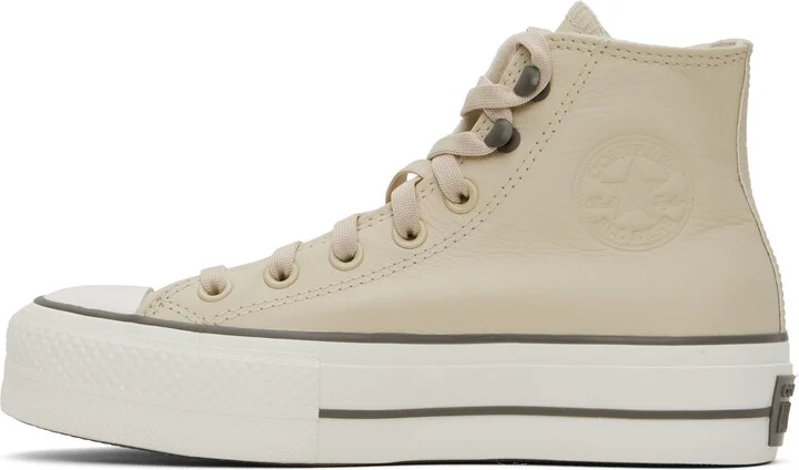 Converse Beige Chuck Taylor All Star Lift Platform Weatherized Leather Sneakers - Image 3