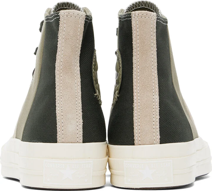 Converse Beige & Khaki Chuck 70 Patchwork Suede High Top Sneakers - Image 2