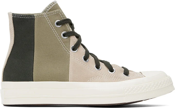 Converse Beige & Khaki Chuck 70 Patchwork Suede High Top Sneakers