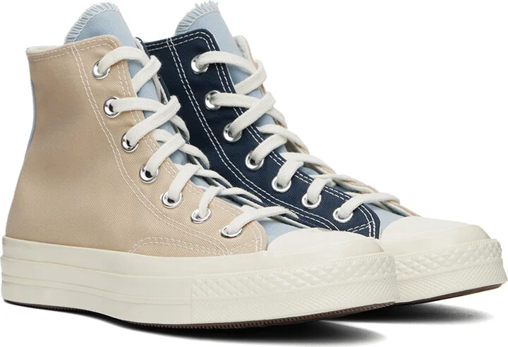 Converse Beige & Navy Chuck 70 Tri-Panel Sneakers - Image 4