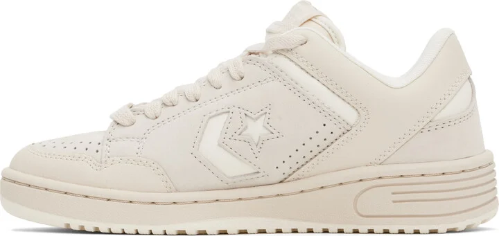 Converse Beige & Off-White Weapon Leather Low Top Sneakers - Image 3