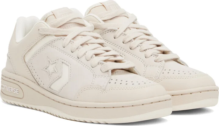 Converse Beige & Off-White Weapon Leather Low Top Sneakers - Image 4
