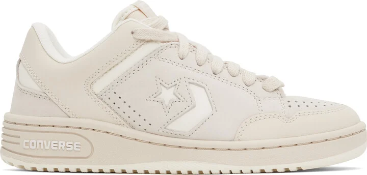 Converse Beige & Off-White Weapon Leather Low Top Sneakers