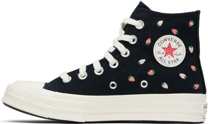 Converse Black Chuck 70 Embroidered Strawberries Sneakers - Image 3