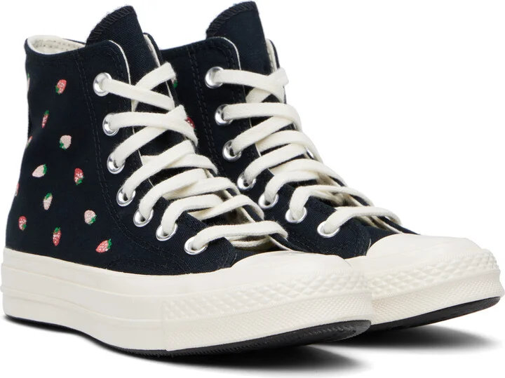Converse Black Chuck 70 Embroidered Strawberries Sneakers - Image 4