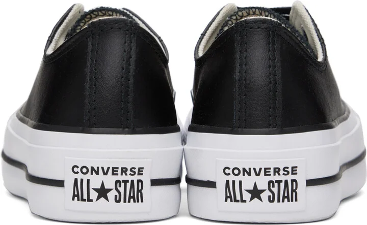 Converse Black Chuck Taylor All Star Leather Platform Low Top Sneakers - Image 2