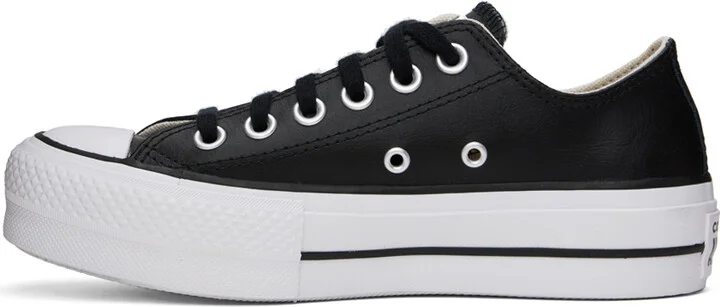 Converse Black Chuck Taylor All Star Leather Platform Low Top Sneakers - Image 3