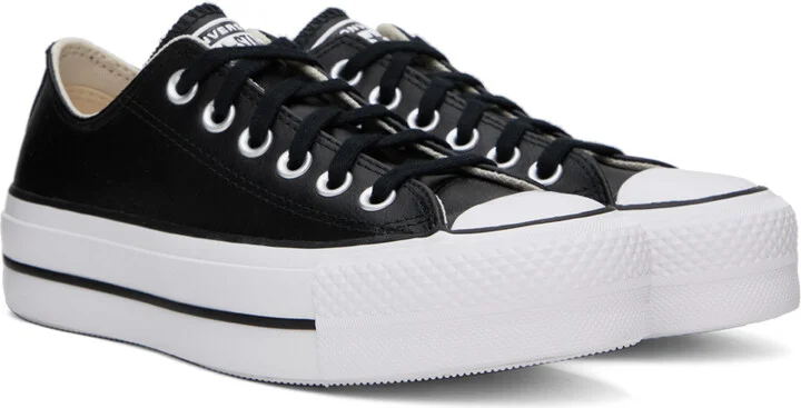 Converse Black Chuck Taylor All Star Leather Platform Low Top Sneakers - Image 4