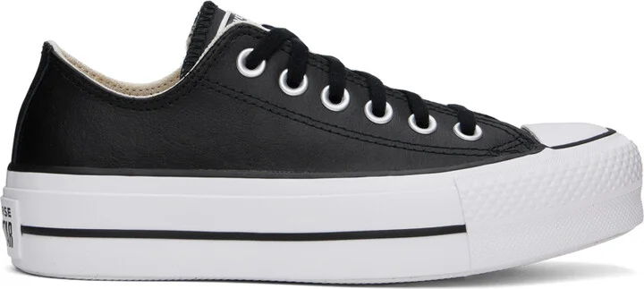 Converse Black Chuck Taylor All Star Leather Platform Low Top Sneakers