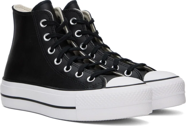 Converse Black Chuck Taylor All Star Lift Leather High Top Sneakers - Image 4