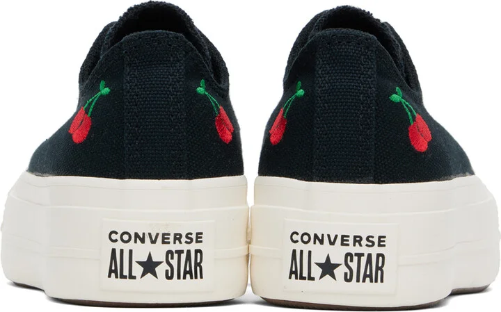 Converse Black Chuck Taylor All Star Lift Platform Cherries Low Top Sneakers - Image 2
