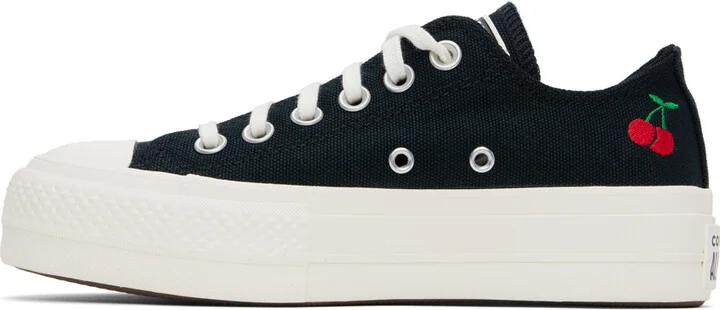 Converse Black Chuck Taylor All Star Lift Platform Cherries Low Top Sneakers - Image 3