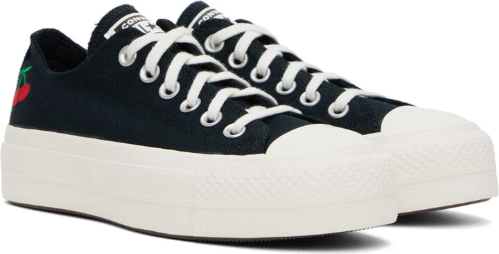 Converse Black Chuck Taylor All Star Lift Platform Cherries Low Top Sneakers - Image 4