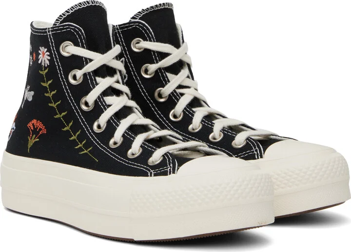 Converse Black Chuck Taylor All Star Lift Platform Enchanted Garden Sneakers - Image 4