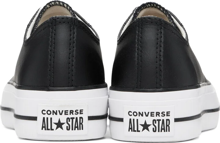 Converse Black Chuck Taylor All Star Platform Leather Sneakers - Image 2