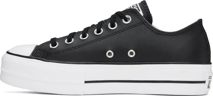Converse Black Chuck Taylor All Star Platform Leather Sneakers - Image 3