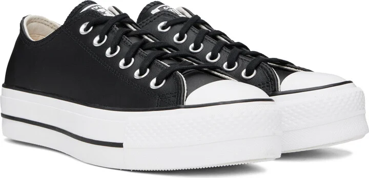 Converse Black Chuck Taylor All Star Platform Leather Sneakers - Image 4