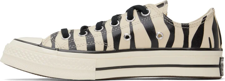 Converse Black & Off-White Chuck 70 Glow-In-The-Dark Zebra Low Top Sneakers - Image 3
